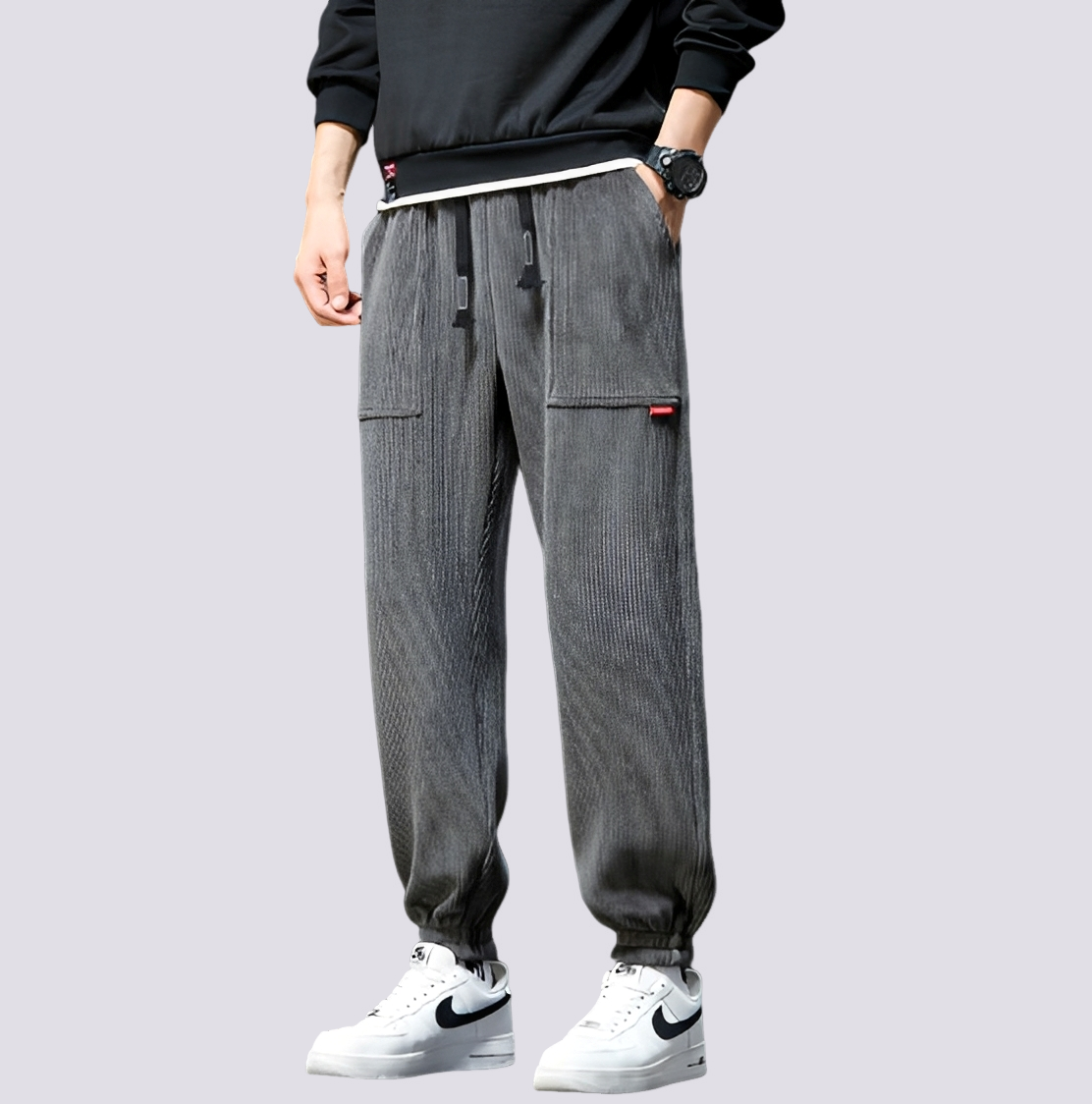 Pantaloni Jogging Uomo in Velluto a Coste Vestibilità Comoda