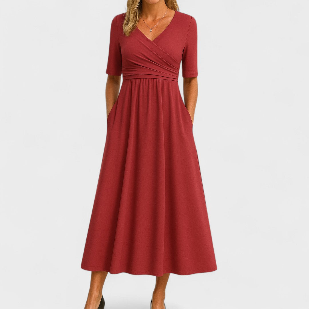 Abito Maxi Donna Scollo a V Manica Corta