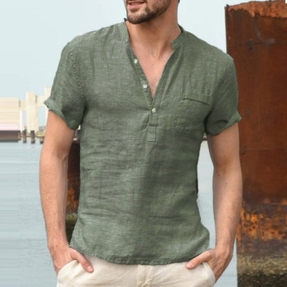 Camicia Uomo Manica Corta Tessuto Leggero Traspirante