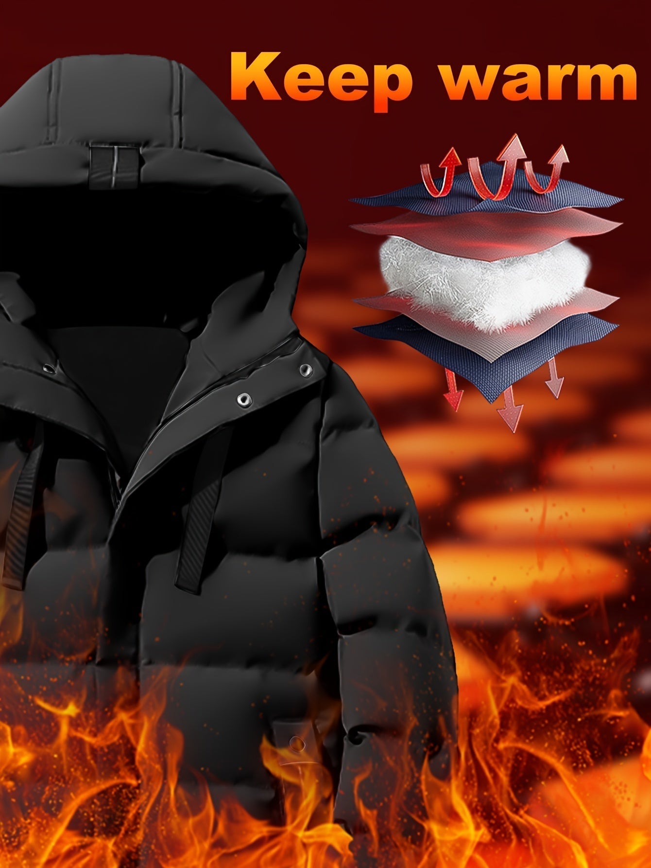 Giacca Invernale Uomo Cotone con Cappuccio e Tasche Large