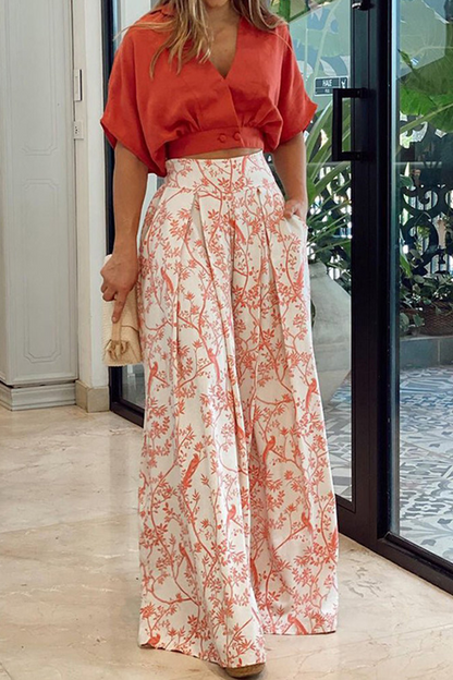 Completo Donna Scollo a V e Pantaloni Coordinati