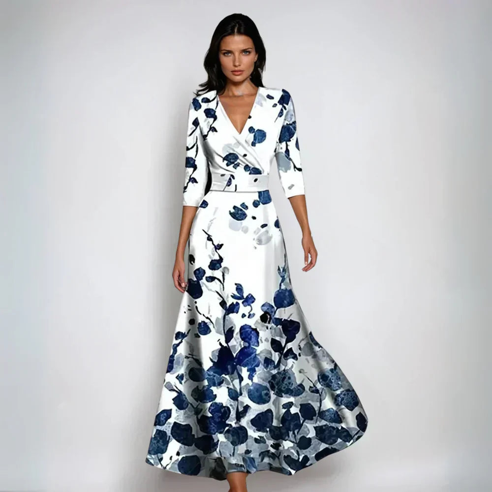 Abito Maxidress Donna con Motivo Floreale Elegante