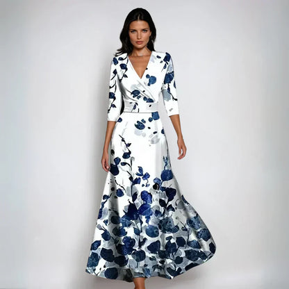 Abito Maxidress Donna con Motivo Floreale Elegante