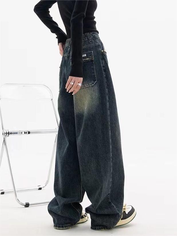 Jeans Baggy Uomo Stile Vintage Lavaggio Morbido