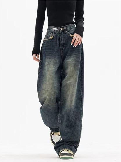 Jeans Baggy Uomo Stile Vintage Lavaggio Morbido