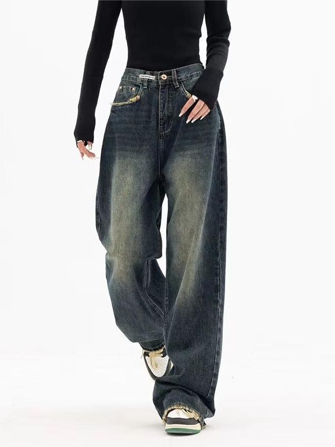 Jeans Baggy Uomo Stile Vintage Lavaggio Morbido