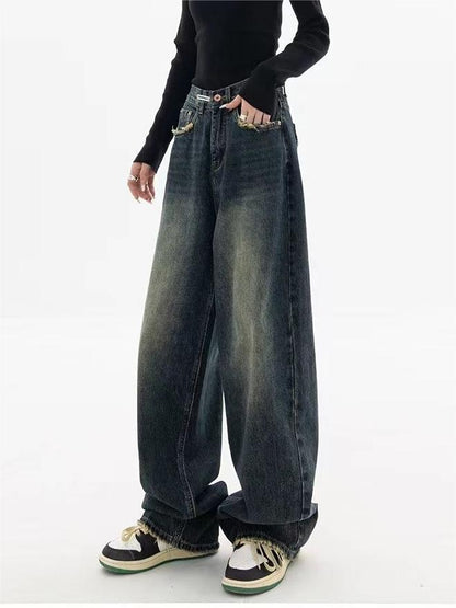 Jeans Baggy Uomo Stile Vintage Lavaggio Morbido