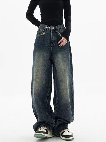 Jeans Baggy Uomo Stile Vintage Lavaggio Morbido
