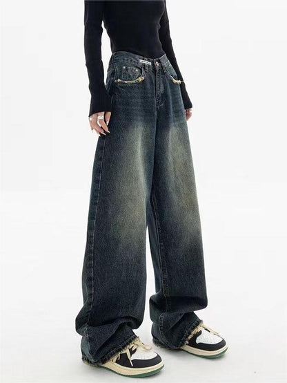 Jeans Baggy Uomo Stile Vintage Lavaggio Morbido