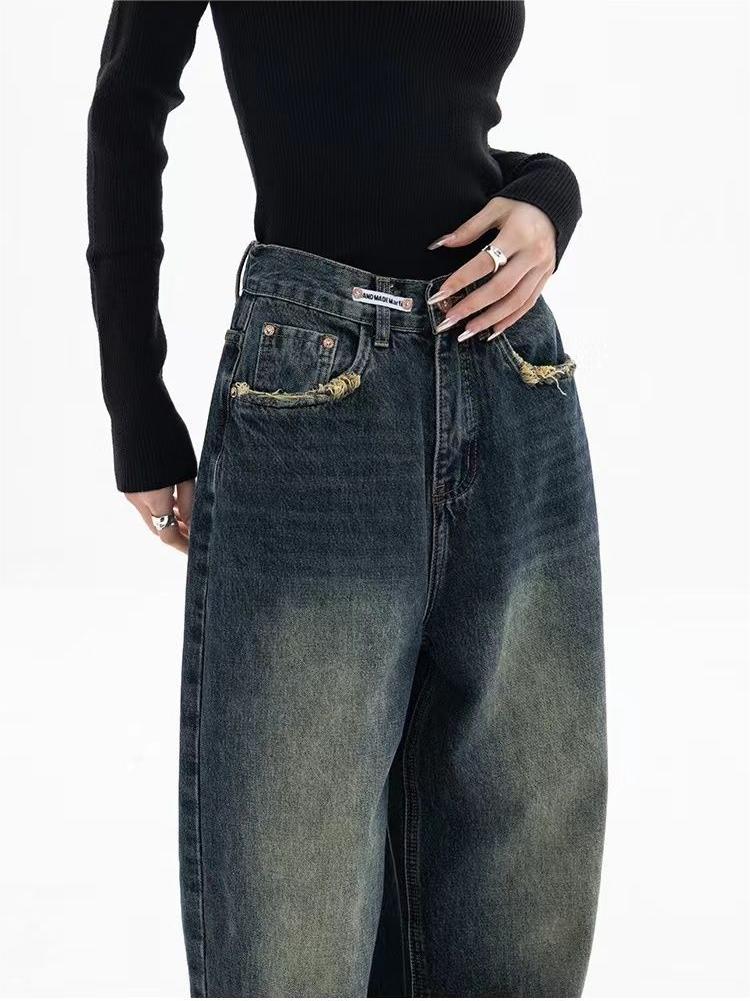Jeans Baggy Uomo Stile Vintage Lavaggio Morbido