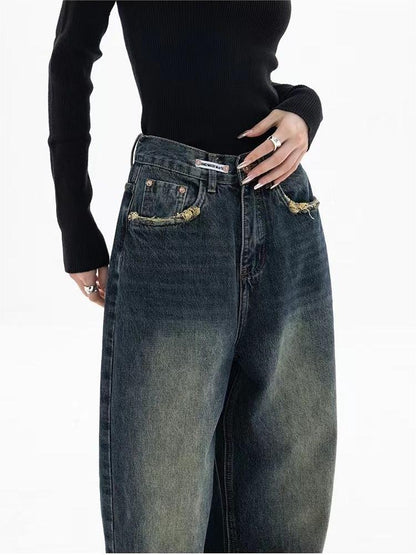 Jeans Baggy Uomo Stile Vintage Lavaggio Morbido