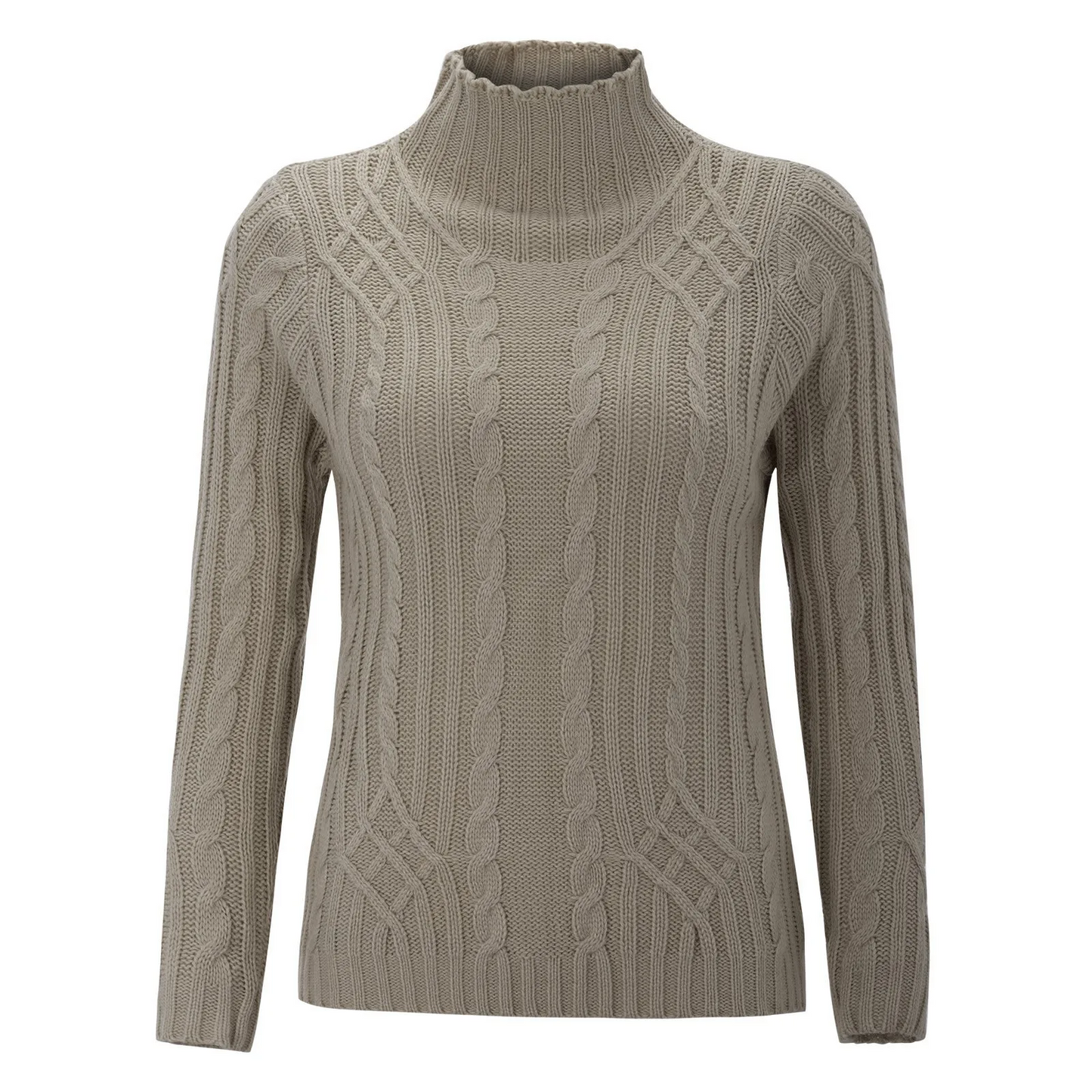 Maglione Donna a Treccia Collo Alto Morbido