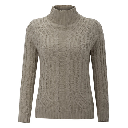 Maglione Donna a Treccia Collo Alto Morbido