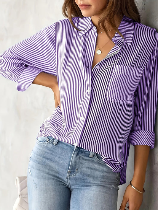 Maglia Donna Manica Lunga in Cotone a Righe Slim Fit - Brentozzi