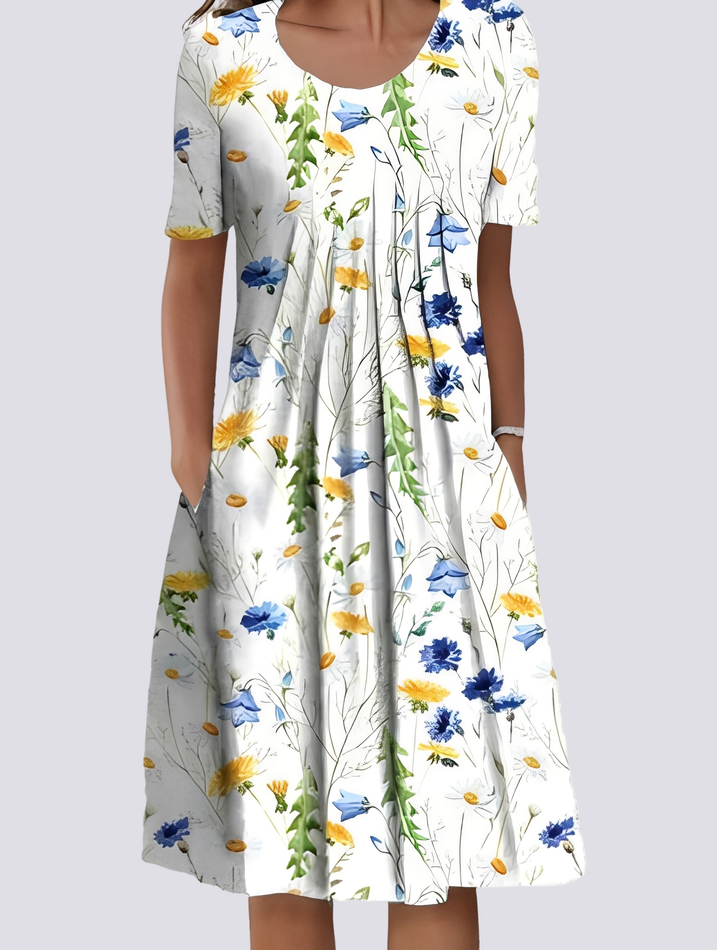 Abito Donna con Stampa Floreale Svasato