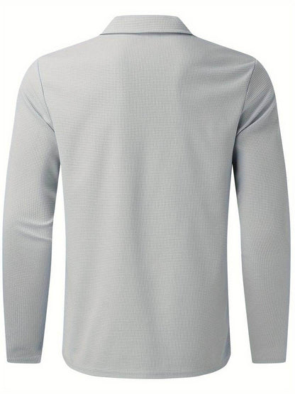 Maglia Uomo in Tessuto Waffle Manica Lunga Scollo a V