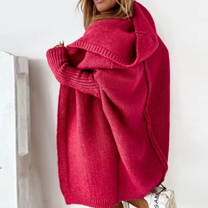 Cardigan Donna Lungo in Maglia con Cappuccio