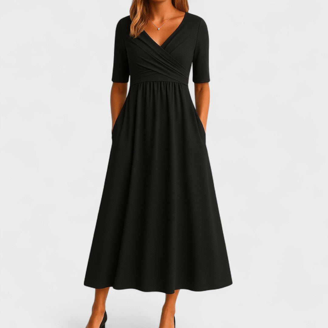 Abito Maxi Donna Scollo a V Manica Corta