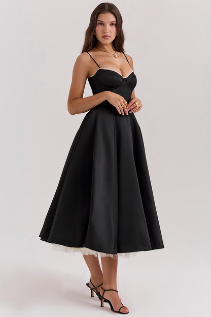 Abito Midi Donna Scollo a Cuore Elegante
