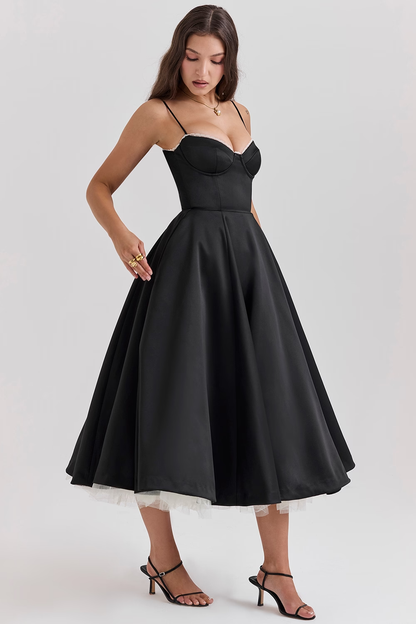 Abito Midi Donna Scollo a Cuore Elegante