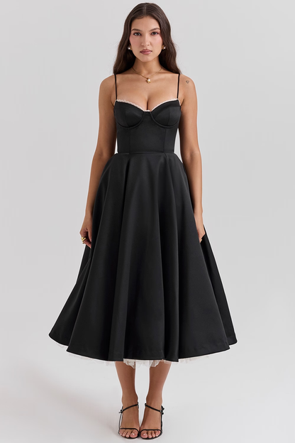 Abito Midi Donna Scollo a Cuore Elegante