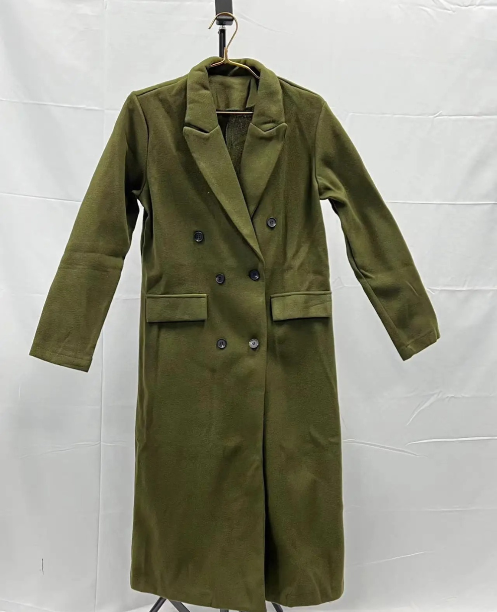 Trenchcoat Donna Elegante in Tessuto Sagomato Manica Lunga