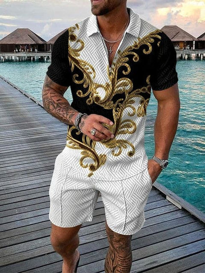 Completo Tempo Libero Uomo Due Pezzi con Stampa Casual