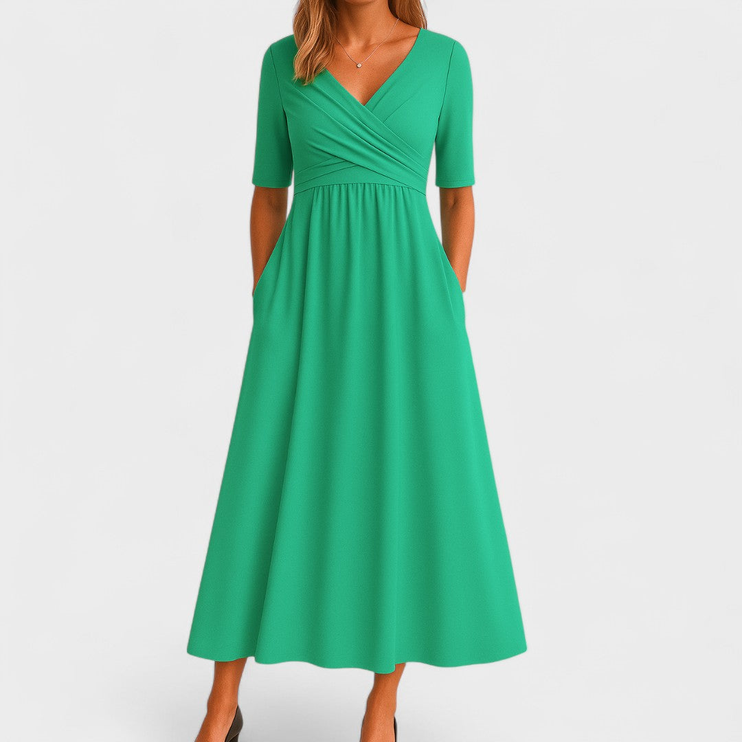 Abito Maxi Donna Scollo a V Manica Corta