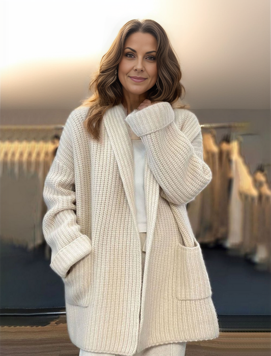 Cardigan Donna in Maglia Strutturata Lunghezza Lunga - Brentozzi