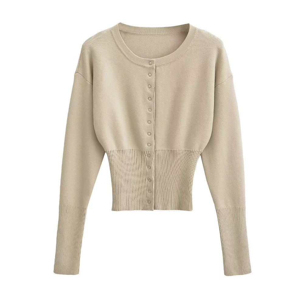 Cardigan Donna con Bottoni e Maniche Lunghe in Maglia