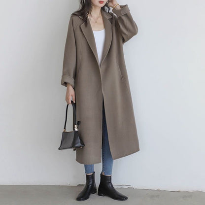 Cappotto Lungo Donna in Lana con Cintura