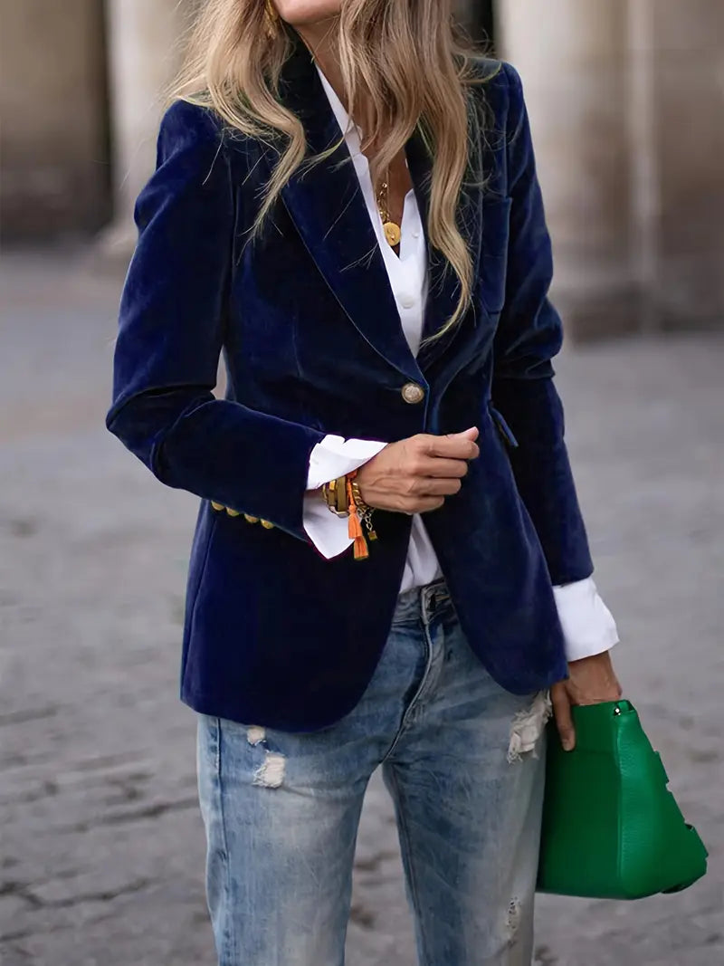 Blazer Donna Monopetto Scollo Classico Vestibilità Slim