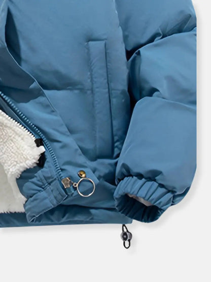 Giacca Invernale Donna con Zip e Cappuccio Calda