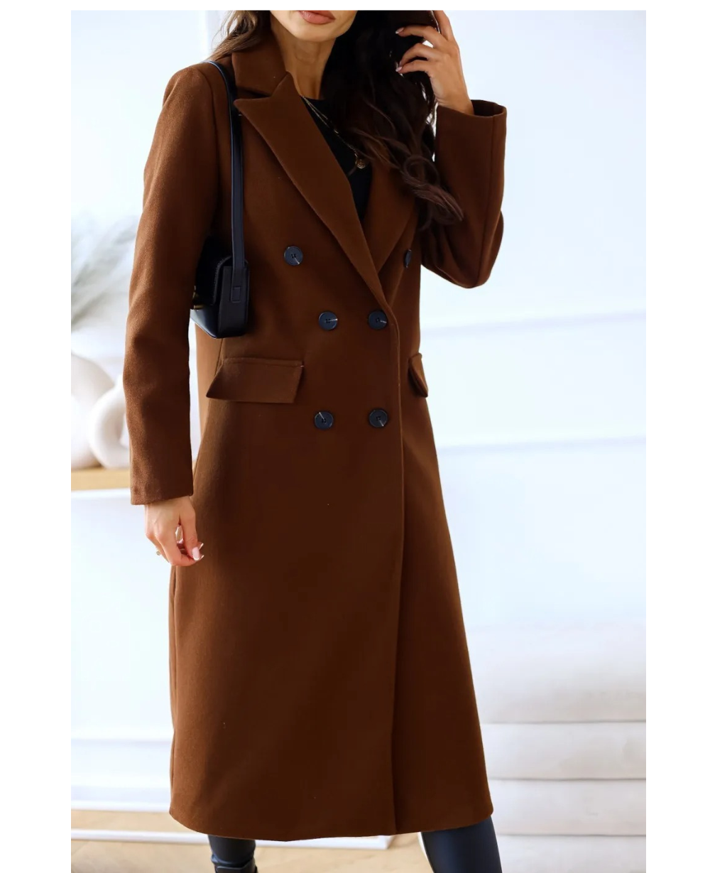 Trenchcoat Donna Elegante in Tessuto Sagomato Manica Lunga