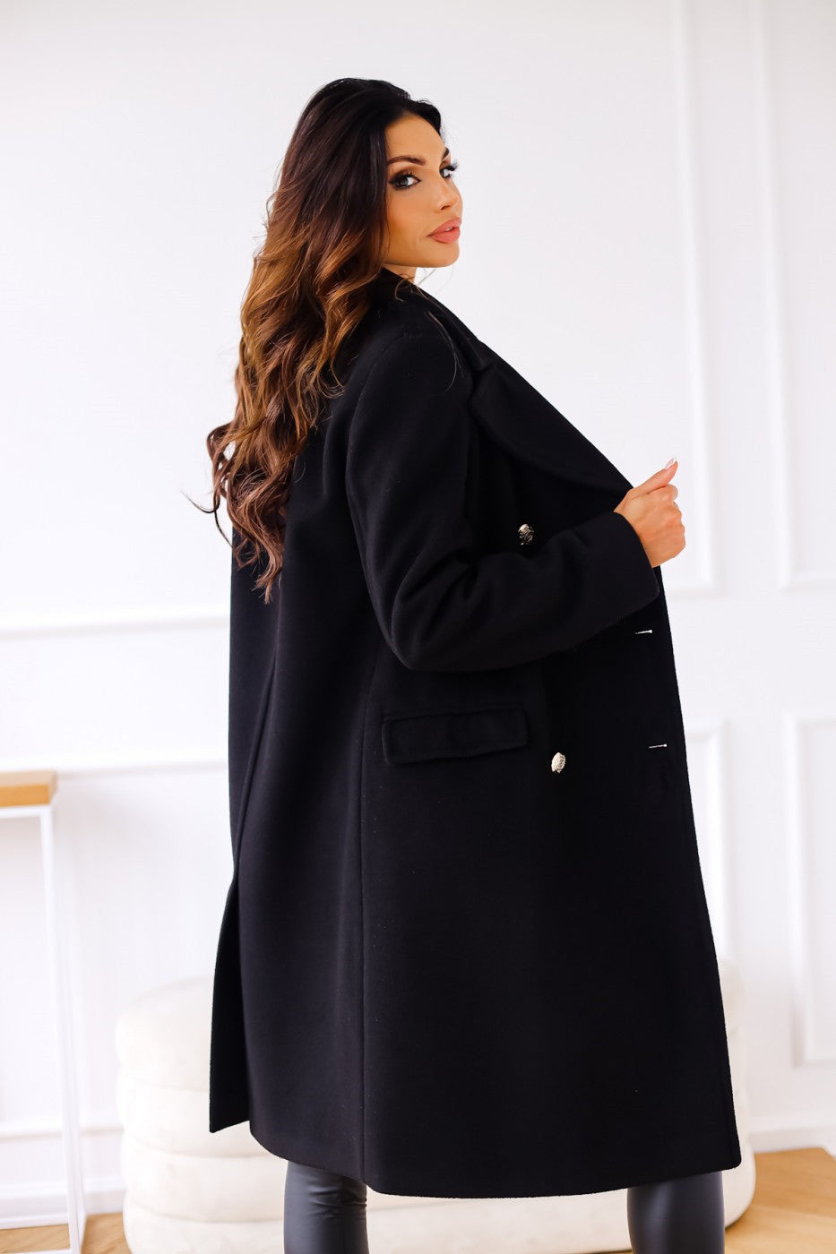 Cappotto Donna Doppio Petto in Tessuto Morbido Classico