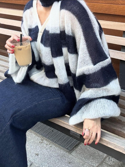 Cardigan Uomo Maglione a Righe Morbido