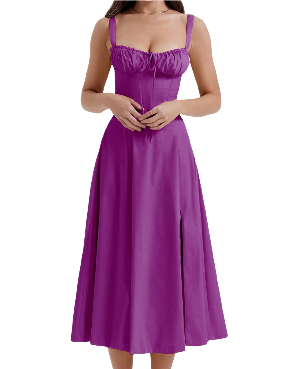 Abito Midi Donna Slim Fit con Fantasia Floreale