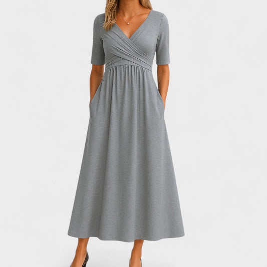 Abito Maxi Donna Scollo a V Manica Corta - Brentozzi