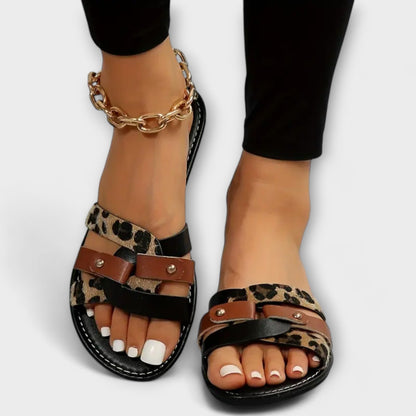 Sandali Donna con Cinturini Incrociati Design Animalier