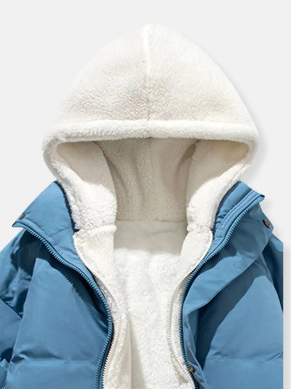 Giacca Invernale Donna con Zip e Cappuccio Calda