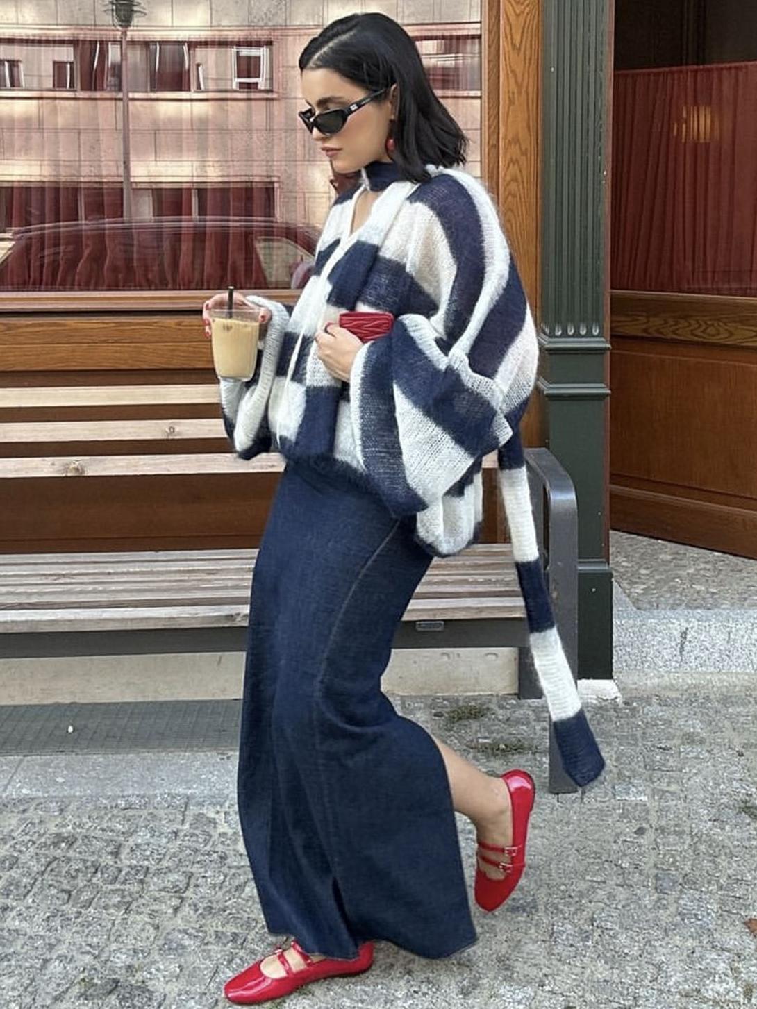 Cardigan Donna in Maglia a Righe Morbido