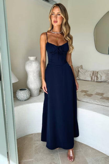 Abito Maxi Donna Elegante Scollo Largo Manica Lunga