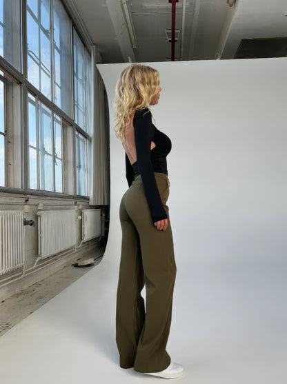 Pantaloni Donna Vita Alta Gamba Dritta