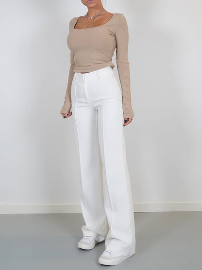 Pantaloni Donna Vita Alta Gamba Dritta