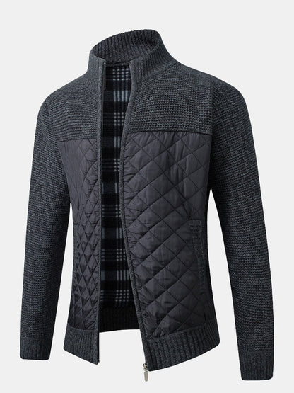 Cardigan Uomo Maglia Motivo Quadri Chiusura Frontale