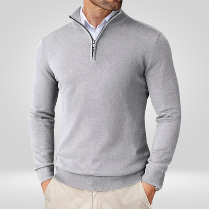Maglione Uomo Collo con Zip Linee Sottili Slim Fit