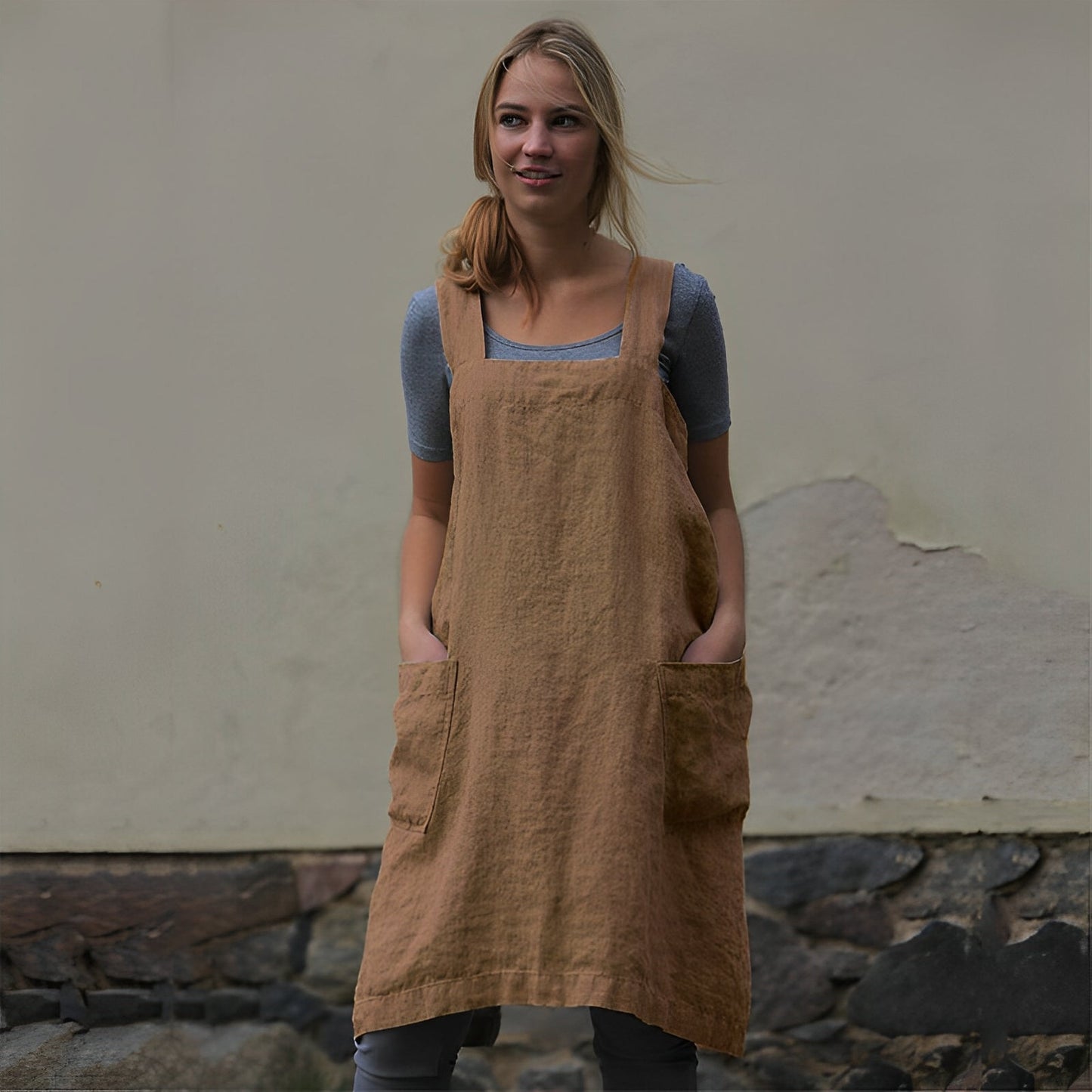 Abito Grembiule Donna con Tasche Comodo