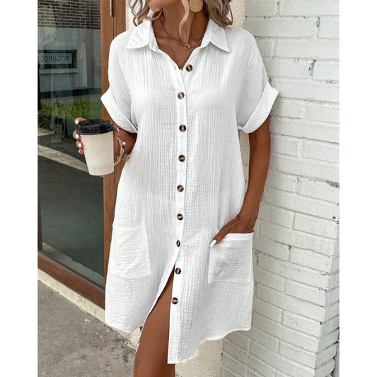 Abito Camicia Donna Tasca Casual con Bottoni - Brentozzi