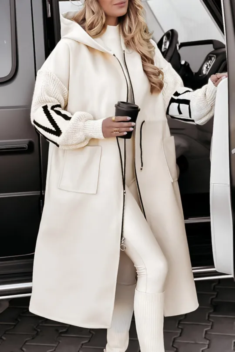 Giacca Donna con Cappuccio e Maniche Maglia Patchwork Autunno Inverno - Brentozzi