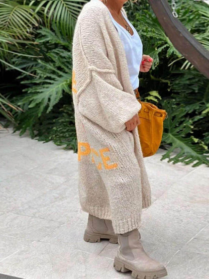 Cardigan Donna Casual con Tasche e Motivo Cuori Morbido
